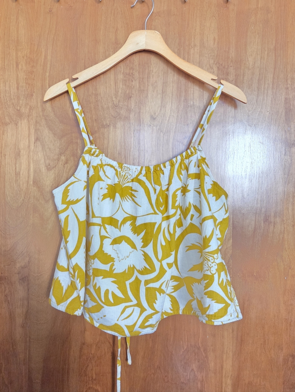 Madewell Chartreuse Tropical Floral Adjustable Spaghetti-Strap Tank